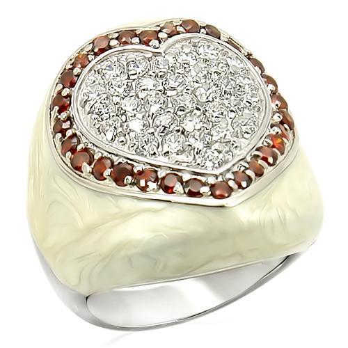 LOS211 - Rhodium 925 Sterling Silver Ring with AAA Grade CZ  in Garnet LuxuryLifeWay Online Store