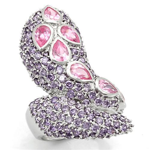 LOS222 - Rhodium 925 Sterling Silver Ring with AAA Grade CZ  in Rose LuxuryLifeWay Online Store