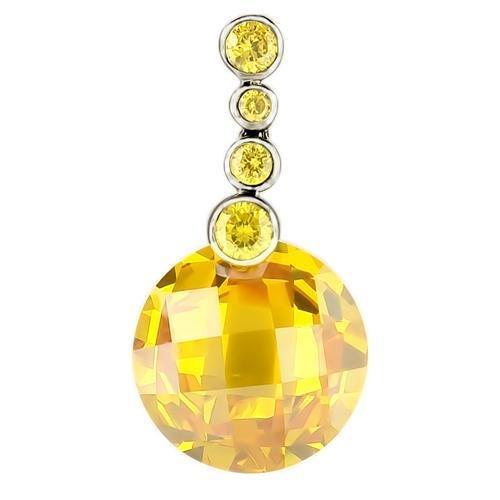 LOS239 - Rhodium 925 Sterling Silver Pendant with AAA Grade CZ  in Topaz LuxuryLifeWay Online Store
