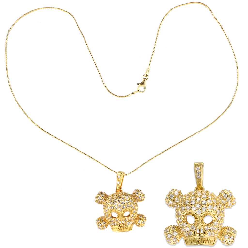 LOS383 - Gold 925 Sterling Silver Pendant with AAA Grade CZ  in Clear LuxuryLifeWay Online Store