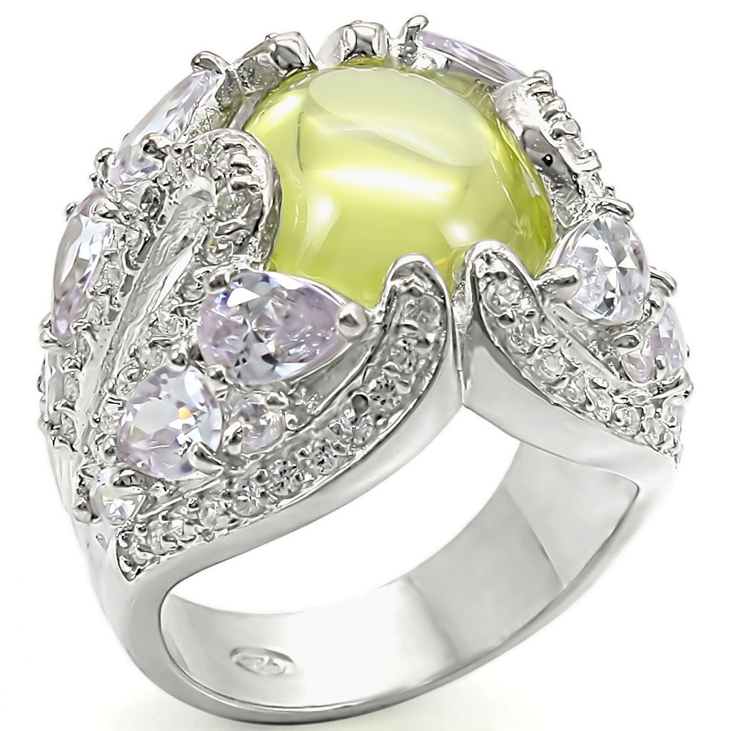LOS391 - High-Polished 925 Sterling Silver Ring with AAA Grade CZ  in Apple Green color LuxuryLifeWay Online Store