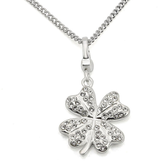 LOS425 - Silver 925 Sterling Silver Chain Pendant with Top Grade Crystal  in Clear LuxuryLifeWay Online Store