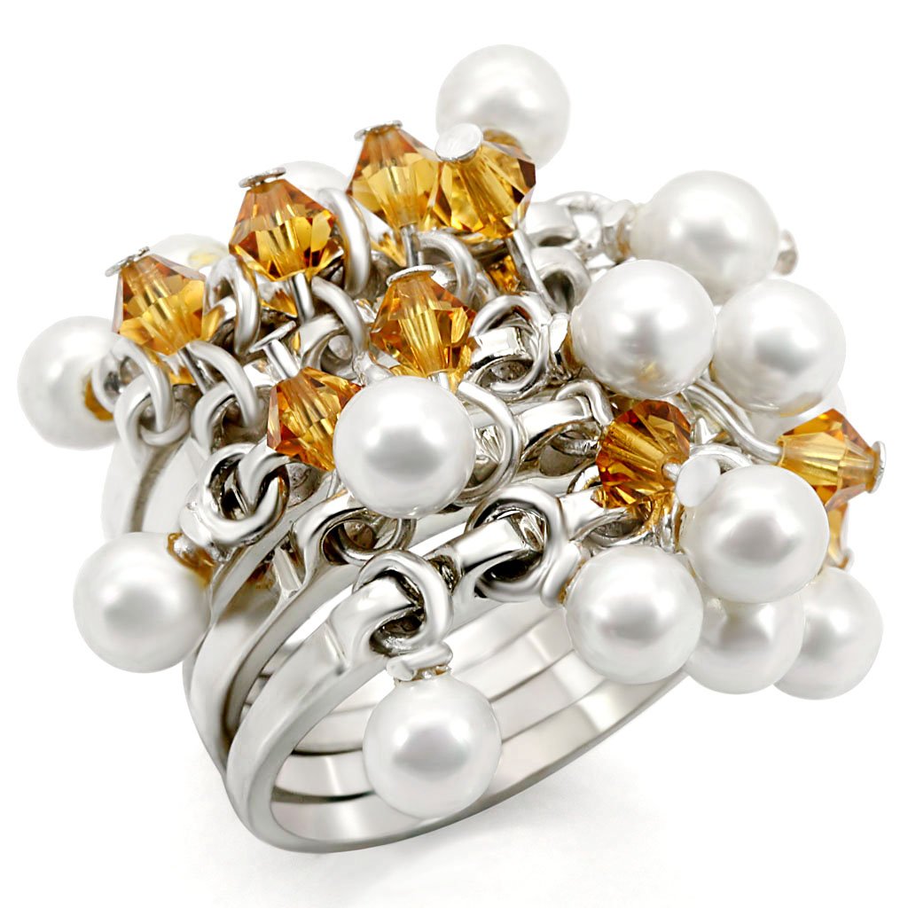 LOS465 - Silver 925 Sterling Silver Ring with Top Grade Crystal  in Topaz LuxuryLifeWay Online Store