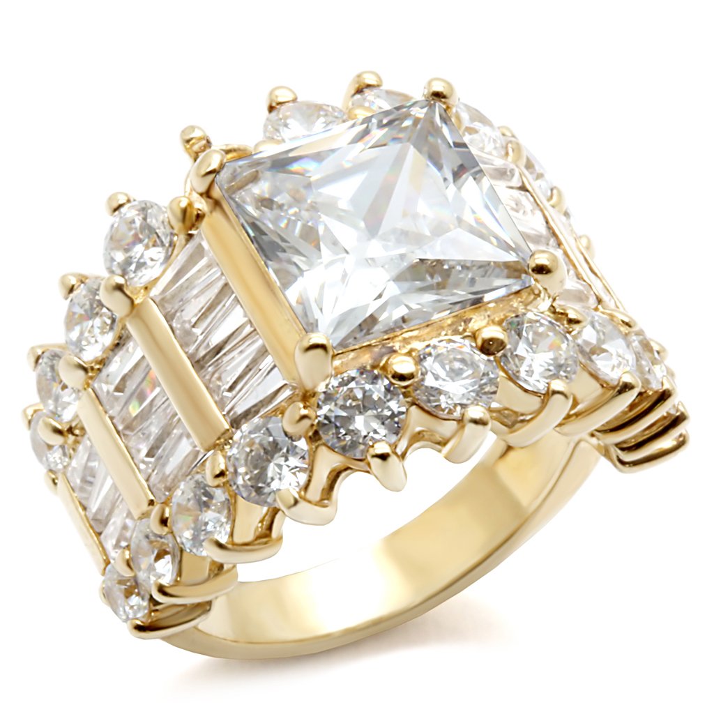 LOS481 - Gold 925 Sterling Silver Ring with AAA Grade CZ  in Clear LuxuryLifeWay Online Store