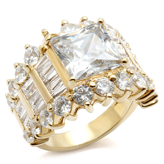 LOS481 - Gold 925 Sterling Silver Ring with AAA Grade CZ  in Clear LuxuryLifeWay Online Store