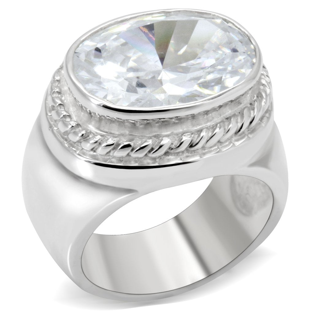 LOS519 - Silver 925 Sterling Silver Ring with AAA Grade CZ  in Clear LuxuryLifeWay Online Store