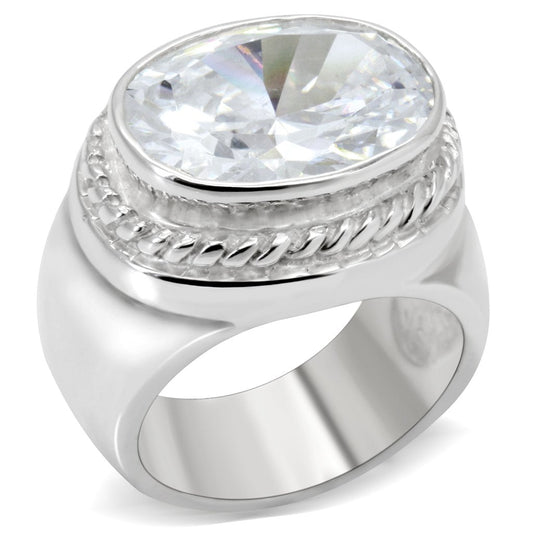 LOS519 - Silver 925 Sterling Silver Ring with AAA Grade CZ  in Clear LuxuryLifeWay Online Store