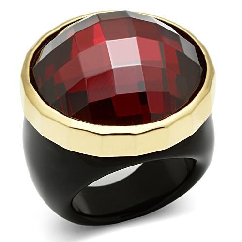 LOS525 - Gold 925 Sterling Silver Ring with AAA Grade CZ  in Garnet LuxuryLifeWay Online Store