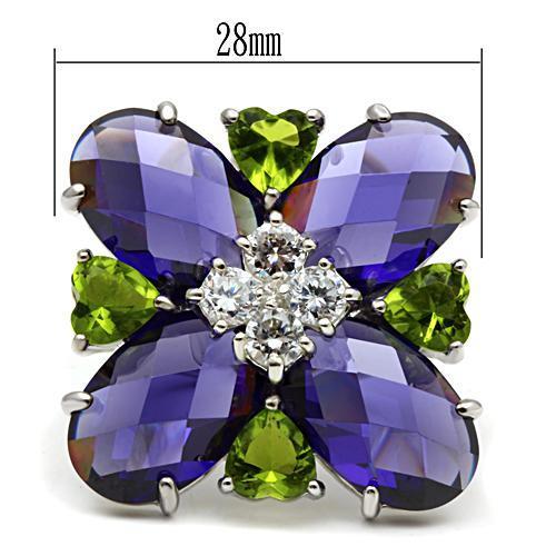 Flynn Cocktail Ring - 925 Sterling Silver, AAA CZ , Multi Color - LOS534 LuxuryLifeWay Online Store