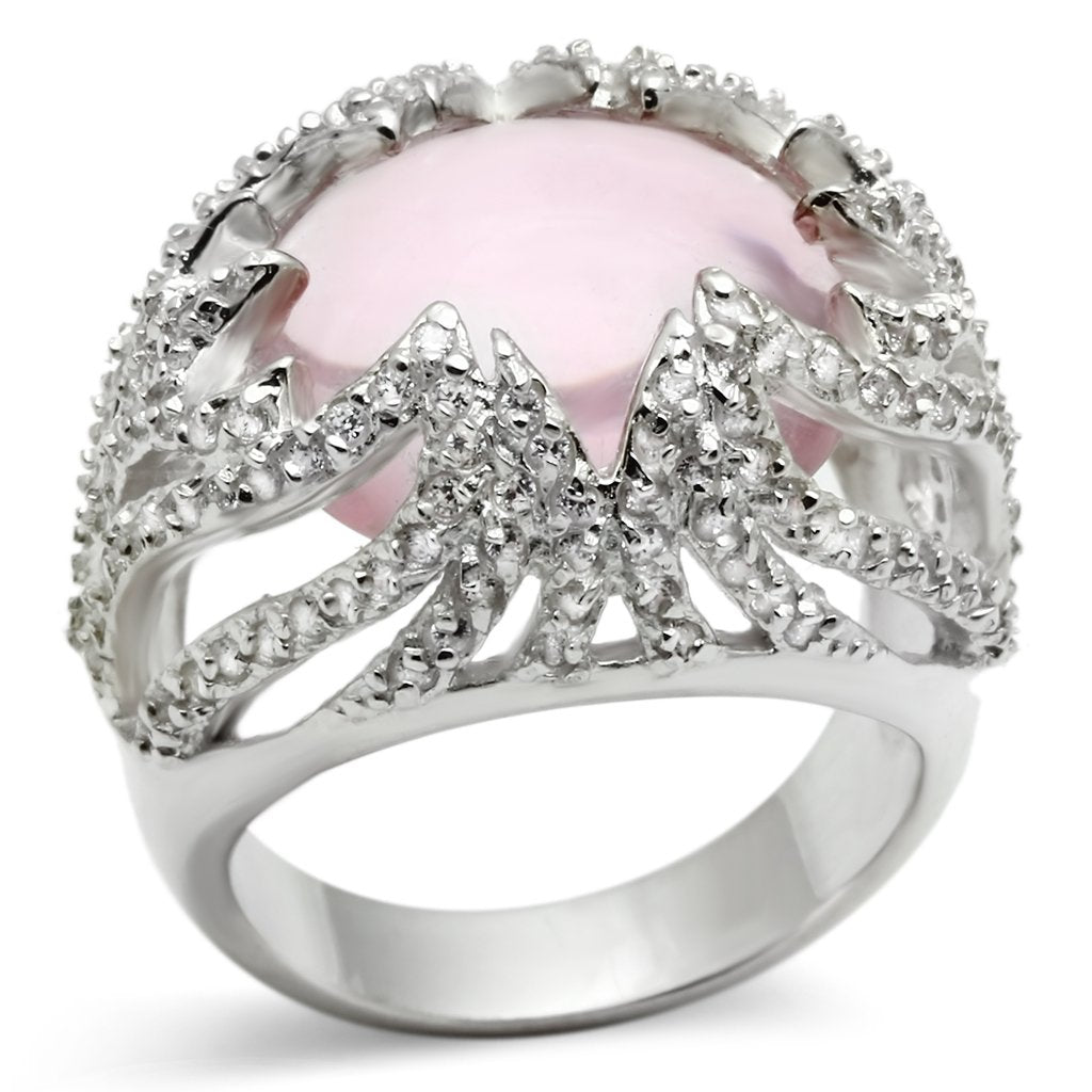 LOS536 - Silver 925 Sterling Silver Ring with Synthetic Synthetic Glass in Light Rose LuxuryLifeWay Online Store