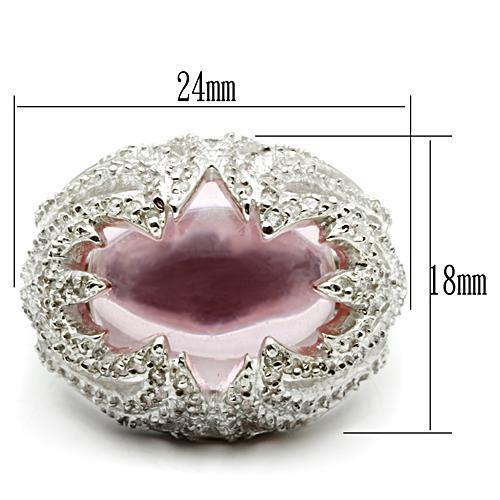 LOS536 - Silver 925 Sterling Silver Ring with Synthetic Synthetic Glass in Light Rose LuxuryLifeWay Online Store