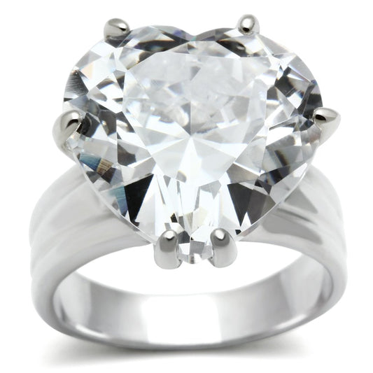 LOS543 - Silver 925 Sterling Silver Ring with AAA Grade CZ  in Clear LuxuryLifeWay Online Store