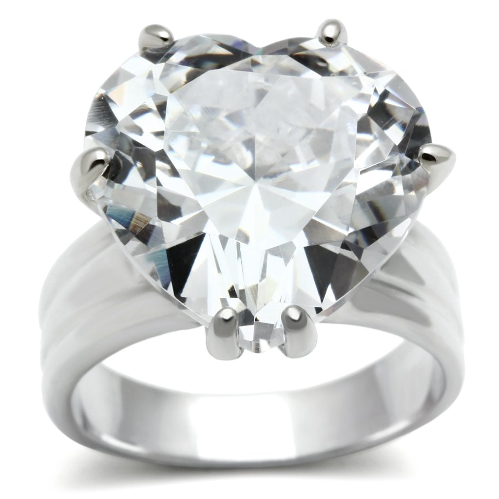 LOS543 - Silver 925 Sterling Silver Ring with AAA Grade CZ  in Clear LuxuryLifeWay Online Store