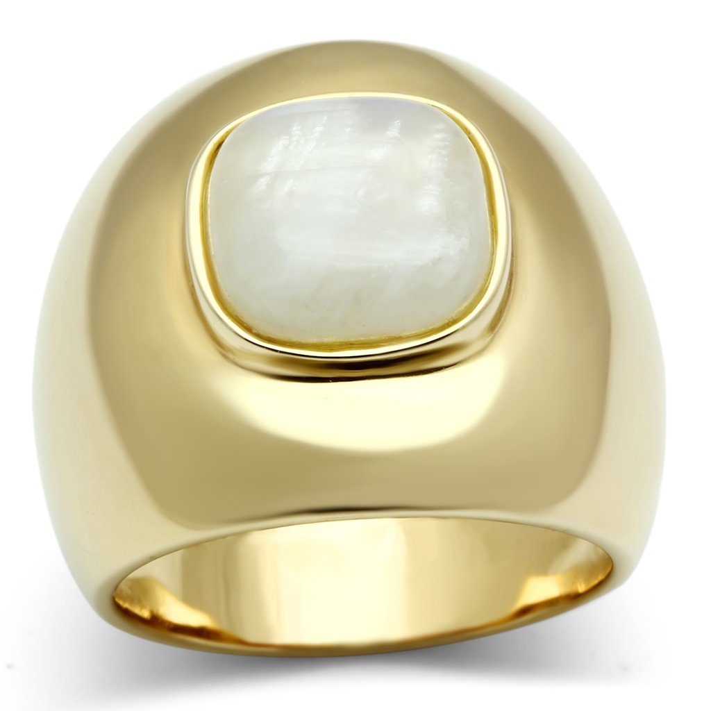 LOS544 - Gold 925 Sterling Silver Ring with Semi-Precious Moon Stone in White LuxuryLifeWay Online Store