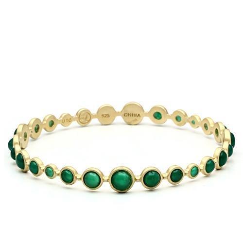 LOS550 - Matte Gold 925 Sterling Silver Bangle with Semi-Precious Onyx in Emerald LuxuryLifeWay Online Store