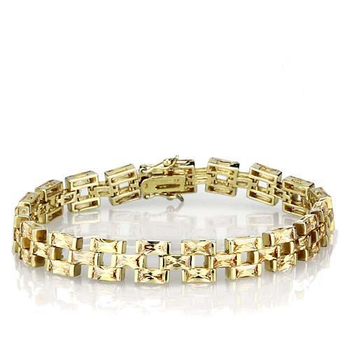 LOS601 - Gold 925 Sterling Silver Bracelet with AAA Grade CZ  in Champagne LuxuryLifeWay Online Store