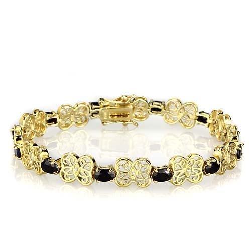 LOS602 - Gold 925 Sterling Silver Bracelet with AAA Grade CZ  in Jet LuxuryLifeWay Online Store