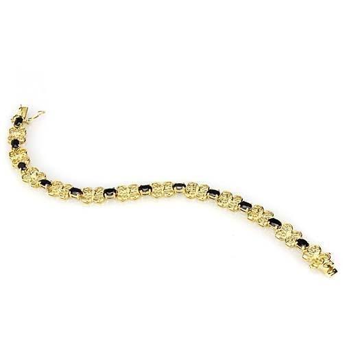 LOS602 - Gold 925 Sterling Silver Bracelet with AAA Grade CZ  in Jet LuxuryLifeWay Online Store