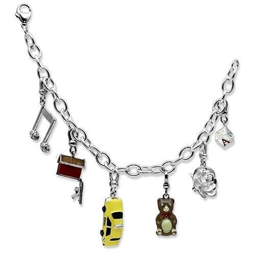 LOS604 - Silver 925 Sterling Silver Bracelet with Top Grade Crystal  in Clear LuxuryLifeWay Online Store