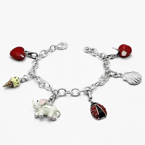LOS607 - Silver 925 Sterling Silver Bracelet with Epoxy  in Multi Color LuxuryLifeWay Online Store