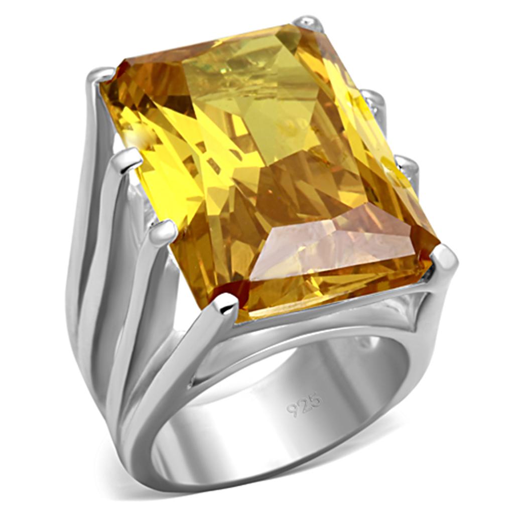 LOS665 - Silver 925 Sterling Silver Ring with AAA Grade CZ  in Topaz LuxuryLifeWay Online Store