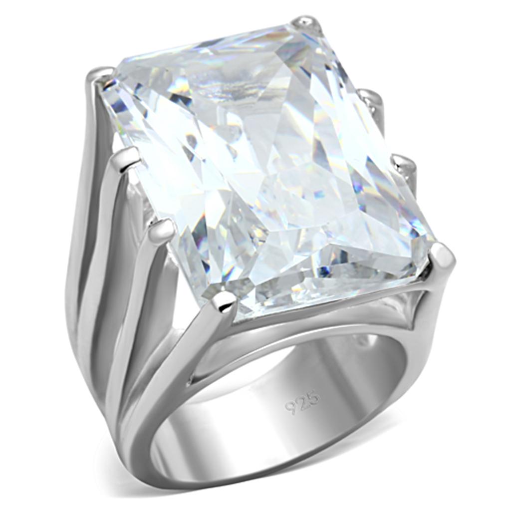 LOS666 - Silver 925 Sterling Silver Ring with AAA Grade CZ  in Clear LuxuryLifeWay Online Store
