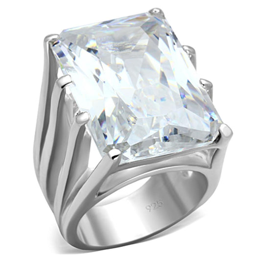 LOS666 - Silver 925 Sterling Silver Ring with AAA Grade CZ  in Clear LuxuryLifeWay Online Store