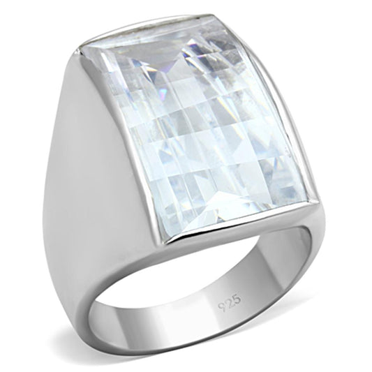 LOS690 - Silver 925 Sterling Silver Ring with AAA Grade CZ  in Clear LuxuryLifeWay Online Store
