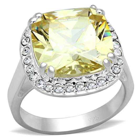LOS718 - Silver 925 Sterling Silver Ring with AAA Grade CZ  in Citrine Yellow LuxuryLifeWay Online Store