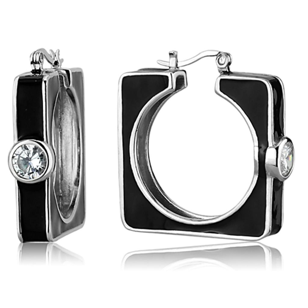 LOS754 - Rhodium 925 Sterling Silver Earrings with AAA Grade CZ  in Clear LuxuryLifeWay Online Store