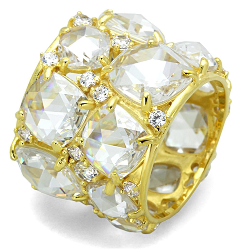 LOS765 - Gold 925 Sterling Silver Ring with AAA Grade CZ  in Clear LuxuryLifeWay Online Store