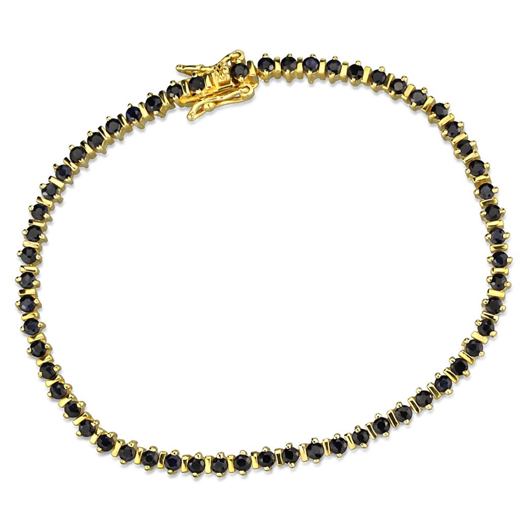 LOS838 - Gold 925 Sterling Silver Bracelet with AAA Grade CZ  in Jet LuxuryLifeWay Online Store