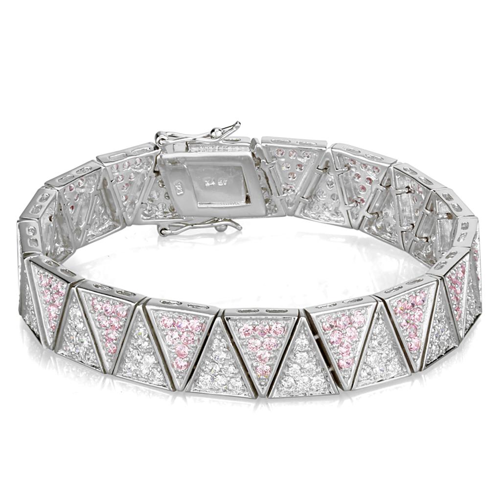 LOS845 - Rhodium 925 Sterling Silver Bracelet with AAA Grade CZ  in Rose LuxuryLifeWay Online Store