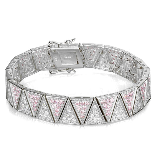 LOS845 - Rhodium 925 Sterling Silver Bracelet with AAA Grade CZ  in Rose LuxuryLifeWay Online Store
