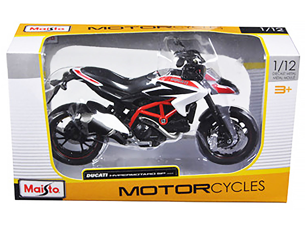 2013 Ducati Hypermotard SP White with Black and Red Stripes 1/12 Diecast Motorcycle Model by Maisto LuxuryLifeWay Online Store