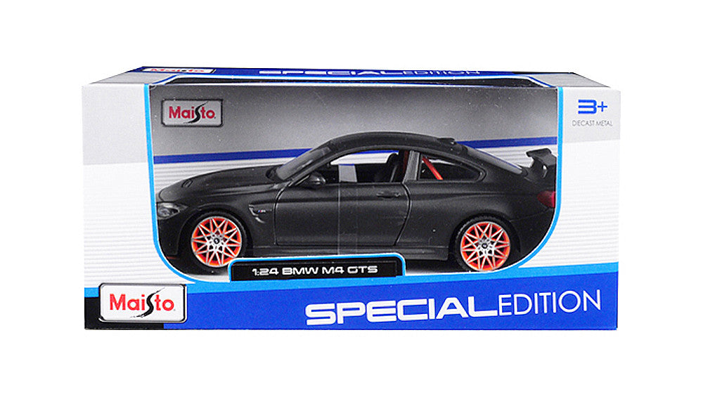 BMW M4 GTS Gray with Carbon Top and Orange Wheels 1/24 Diecast Model Car by Maisto LuxuryLifeWay Online Store