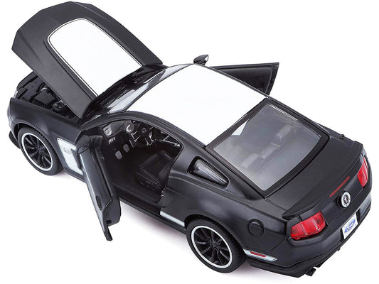 2012 Ford Mustang Boss 302 Matt Black and White 1/24 Diecast Model Car by Maisto LuxuryLifeWay Online Store