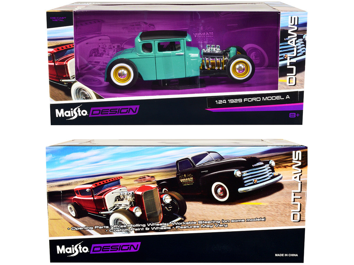 1929 Ford Model A Green with Matt Black Top "Outlaws" Series 1/24 Diecast Model Car by Maisto LuxuryLifeWay Online Store