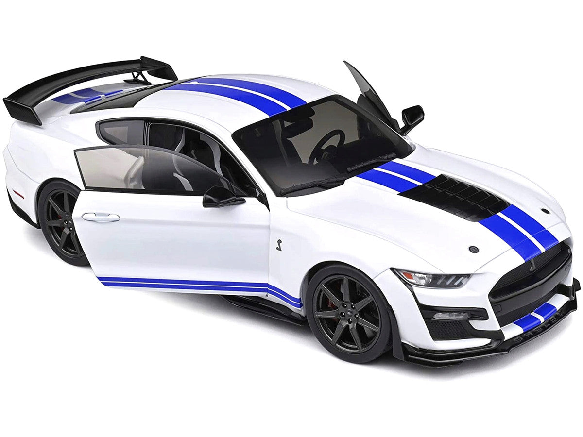 2020 Ford Mustang Shelby GT500 White with Blue Stripes "Special Edition" 1/18 Diecast Model Car by Maisto LuxuryLifeWay Online Store