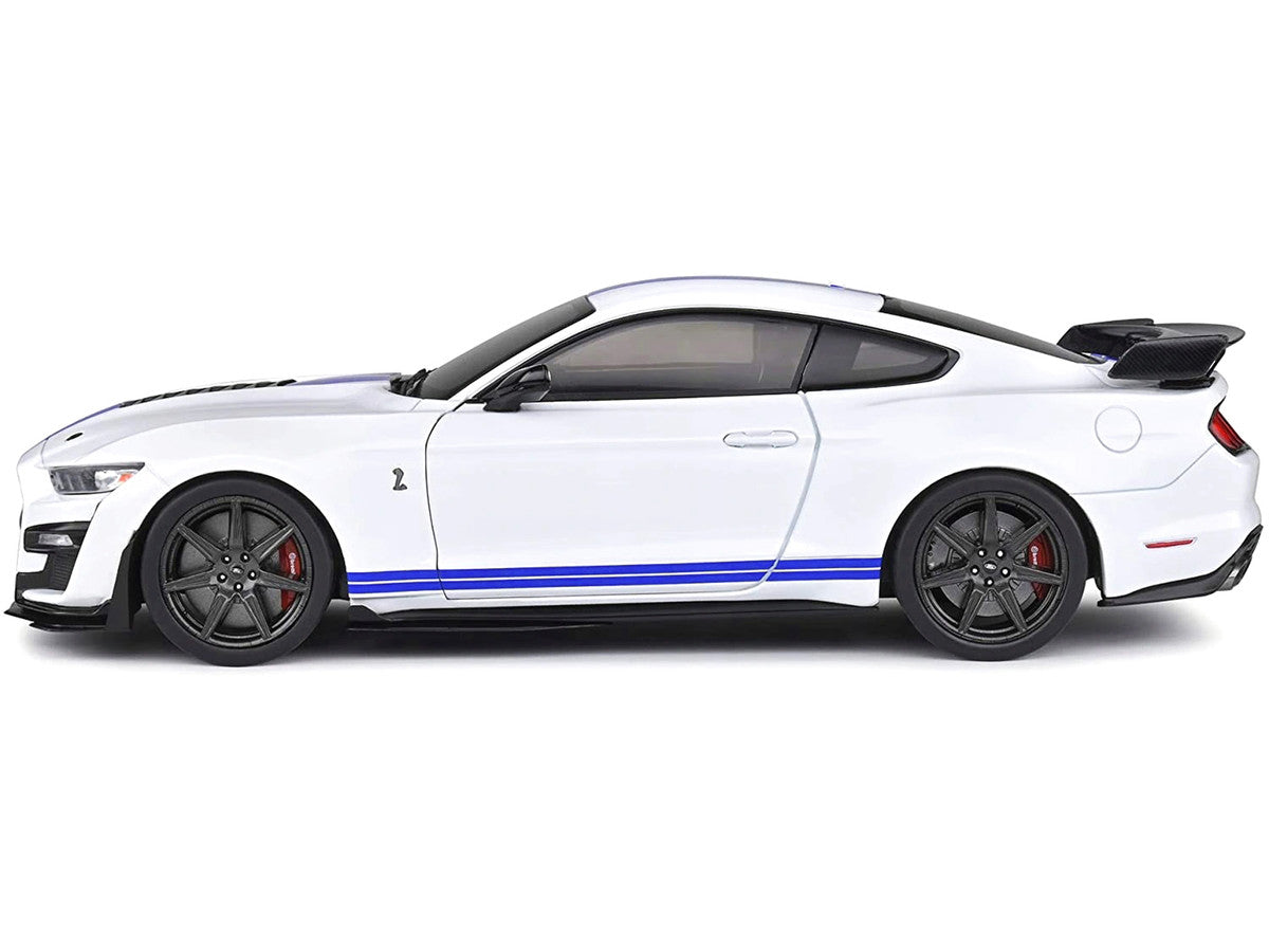 2020 Ford Mustang Shelby GT500 White with Blue Stripes "Special Edition" 1/18 Diecast Model Car by Maisto LuxuryLifeWay Online Store