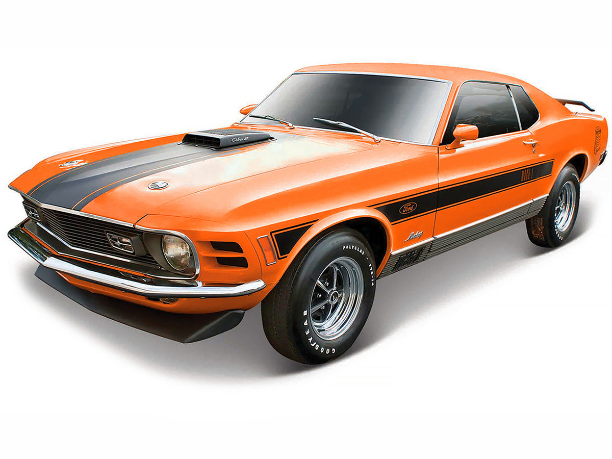 1970 Ford Mustang Mach 1 428 "Twister Special" Orange with Black Stripes "Special Edition" 1/18 Diecast Model Car by Maisto LuxuryLifeWay Online Store