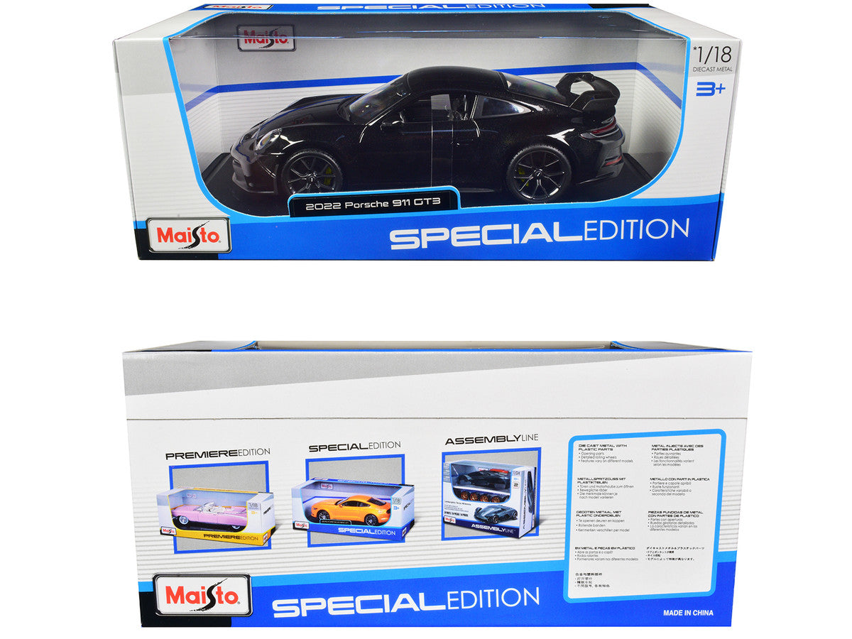 2022 Porsche 911 GT3 Black Metallic "Special Edition" 1/18 Diecast Model Car by Maisto LuxuryLifeWay Online Store
