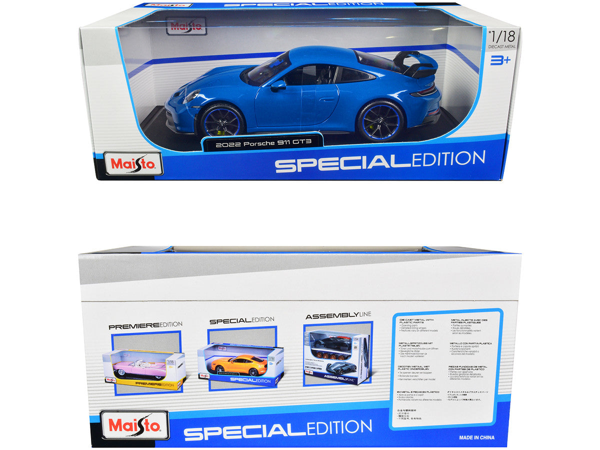 2022 Porsche 911 GT3 Blue "Special Edition" 1/18 Diecast Model Car by Maisto LuxuryLifeWay Online Store