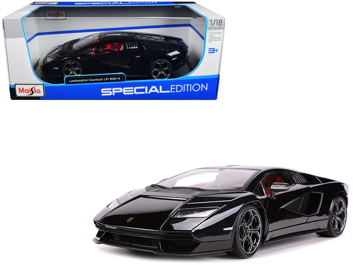 Lamborghini Countach LPI 800-4 Black with Red Interior "Special Edition" 1/18 Diecast Model Car by Maisto LuxuryLifeWay Online Store