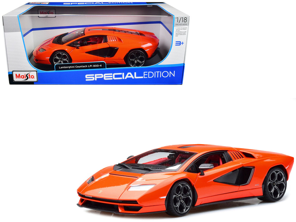Lamborghini Countach LPI 800-4 Orange with Red Interior "Special Edition" 1/18 Diecast Model Car by Maisto LuxuryLifeWay Online Store