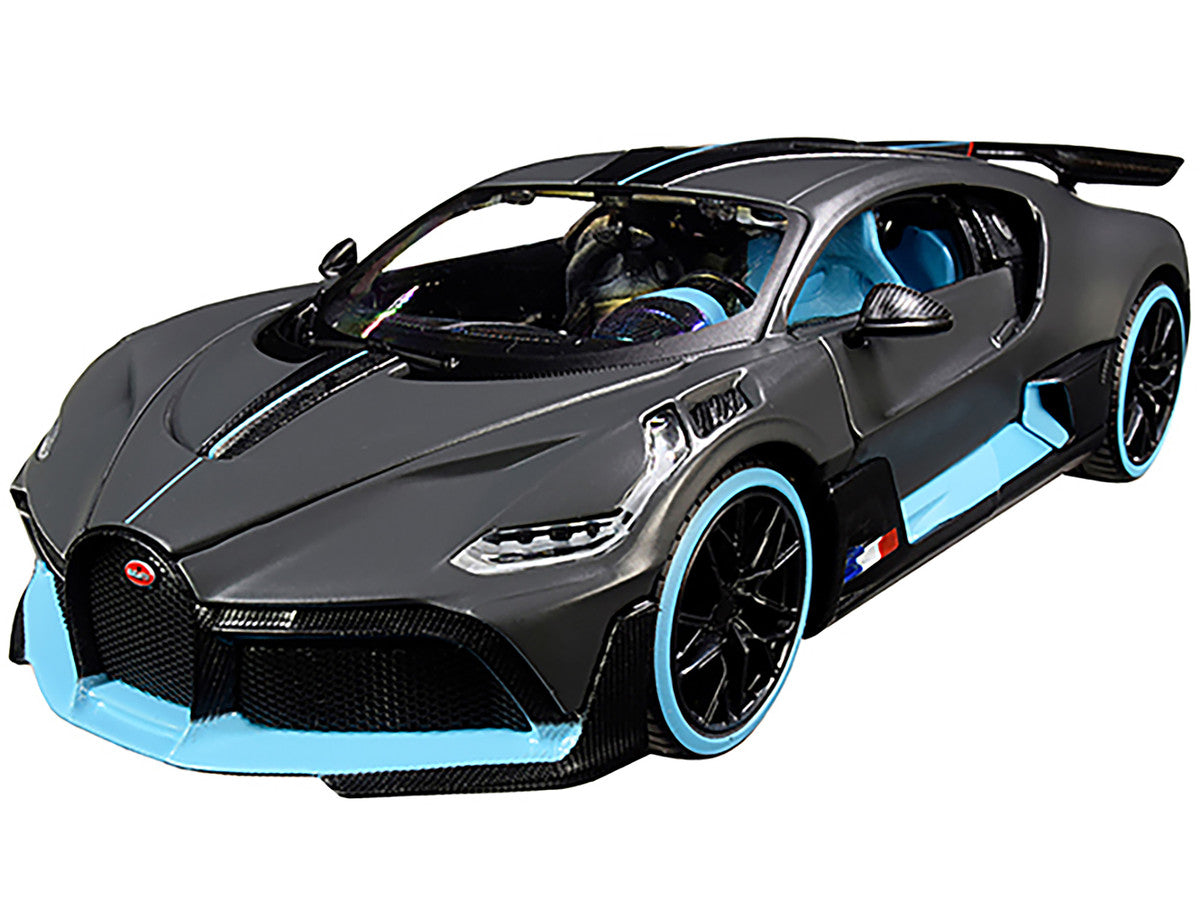 Bugatti Divo Satin Charcoal Gray with Carbon and Blue Accents "Special Edition" 1/24 Diecast Model Car by Maisto LuxuryLifeWay Online Store