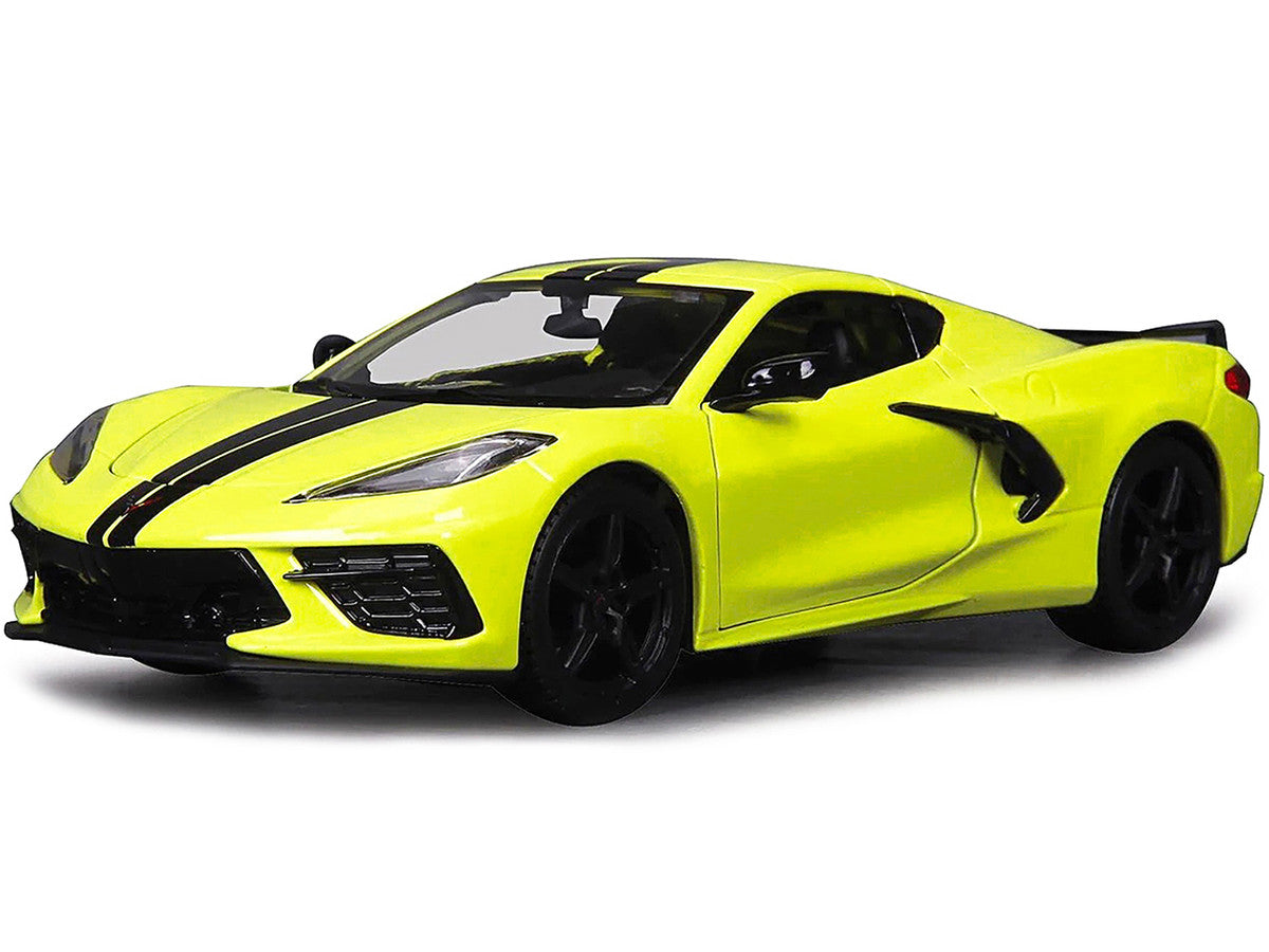 2020 Chevrolet Corvette Stingray Z51 Coupe Yellow with Black Stripes 1/24 Diecast Model Car by Maisto LuxuryLifeWay Online Store