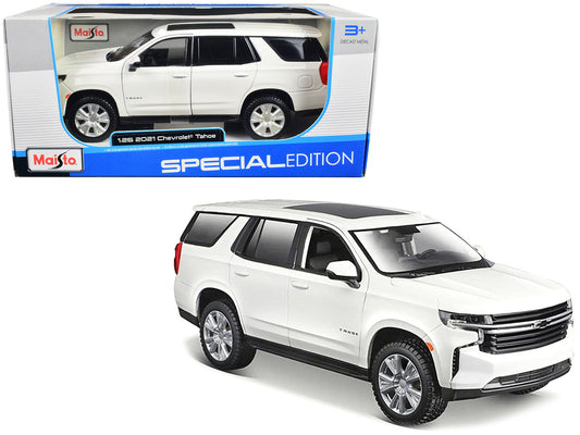 2021 Chevrolet Tahoe White with Sunroof "Special Edition" 1/26 Diecast Model Car by Maisto LuxuryLifeWay Online Store