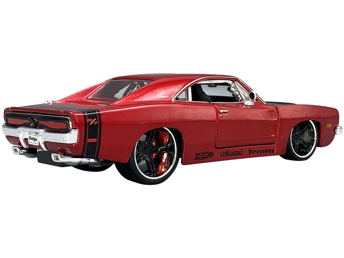 1969 Dodge Charger R/T Red Metallic with Black Hood and Black Stripes "Classic Muscle" 1/25 Diecast Model Car by Maisto LuxuryLifeWay Online Store