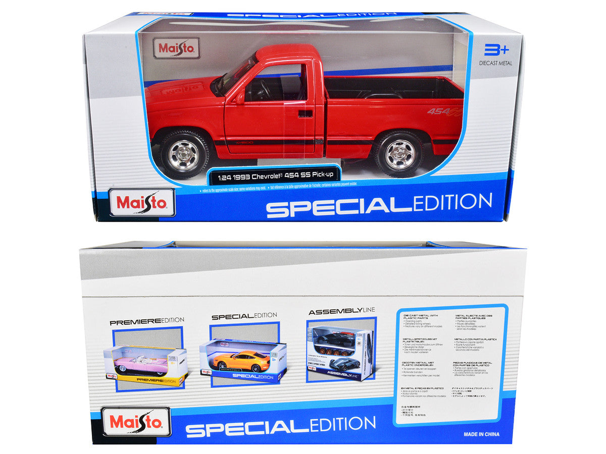1993 Chevrolet 454 SS Pickup Truck Red 1/24 Diecast Model Car by Maisto LuxuryLifeWay Online Store